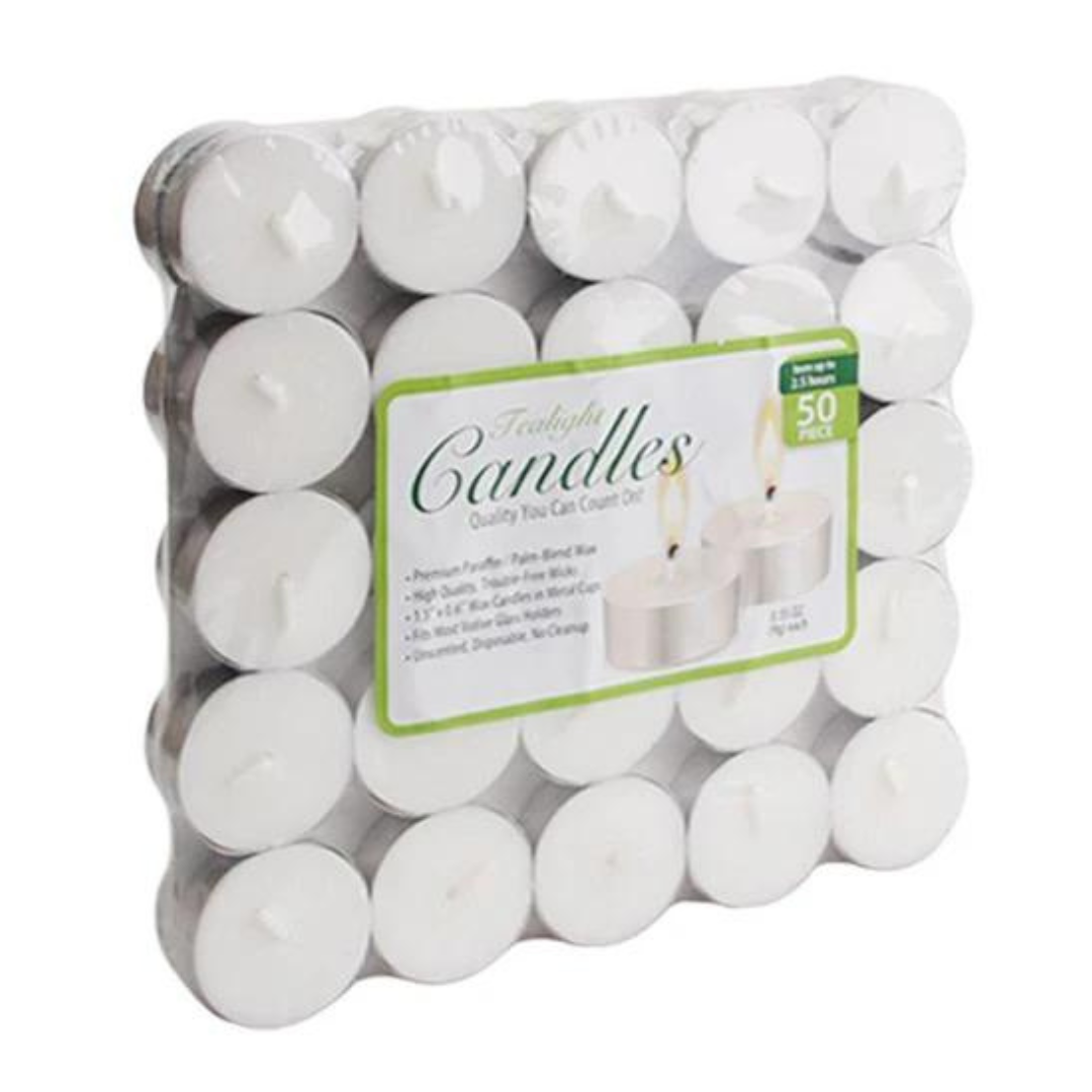 Tealight Candles – Unscented Palm-Blend Wax with 2.5 Hours Burn Time
