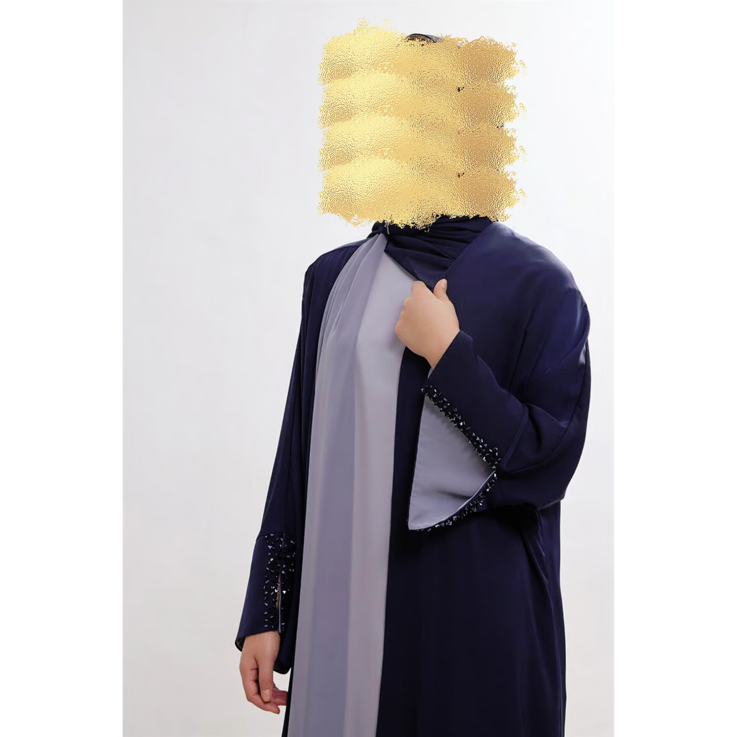 Grey and Navy Blue Abaya