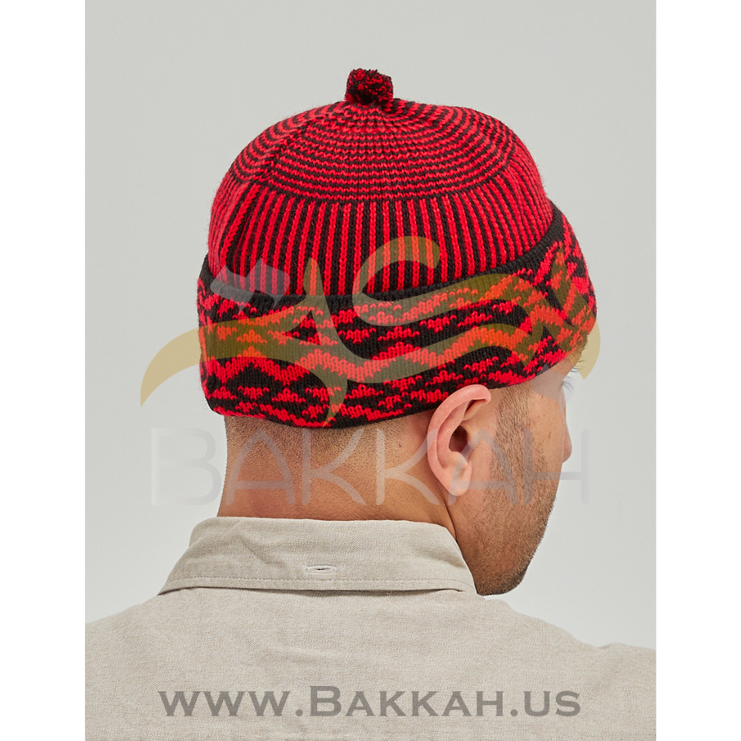 Black and Red Pattern Winter Hat