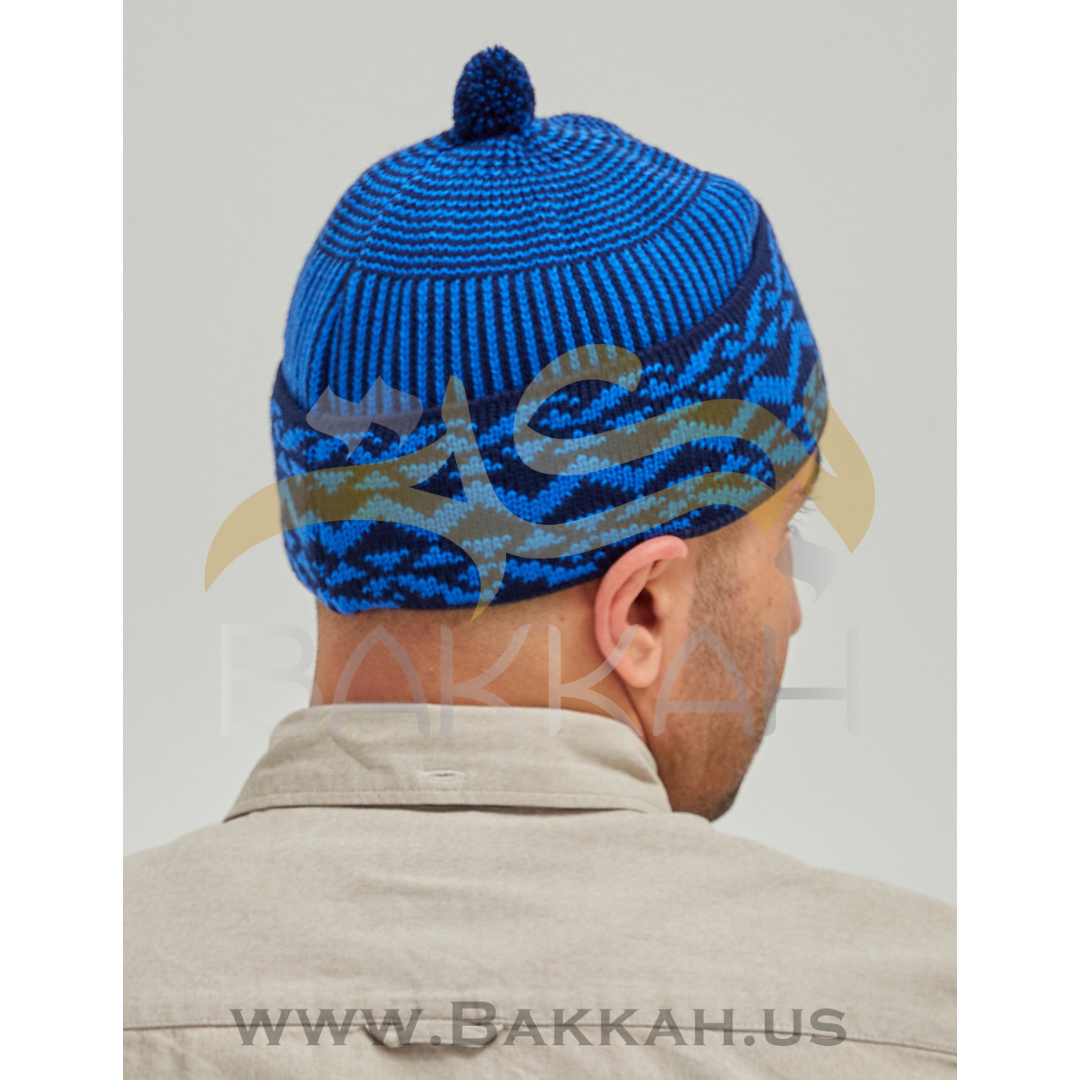Black and Royal Blue Pattern Winter Hat