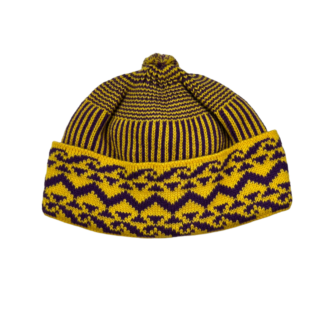 Purple and Yellow Pattern Winter Hat