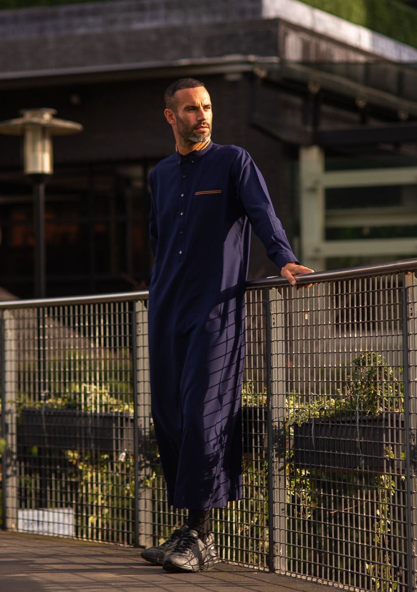 Polo Blue Thobe - Elegant Designer Muslim Wear from London