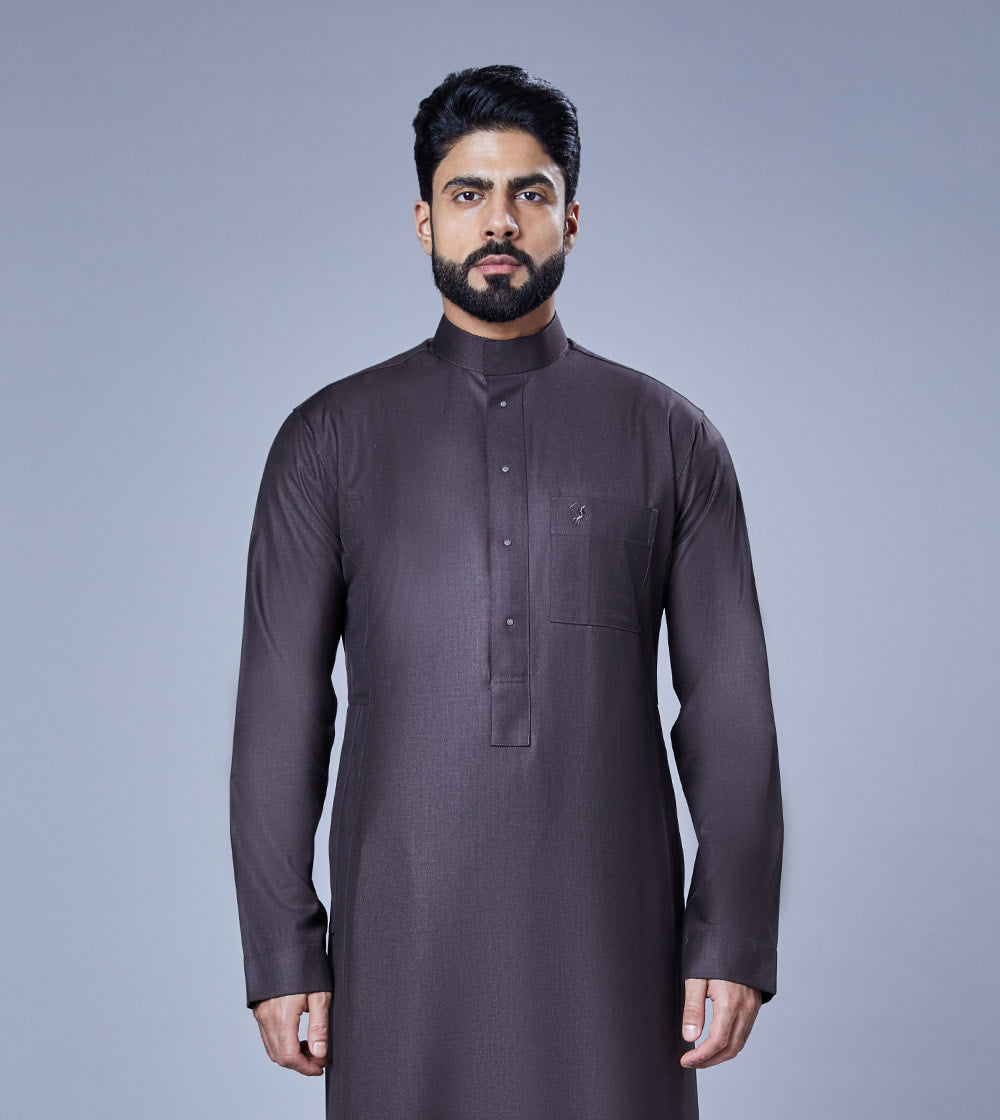 Brown Thobe With Shiny Fabric