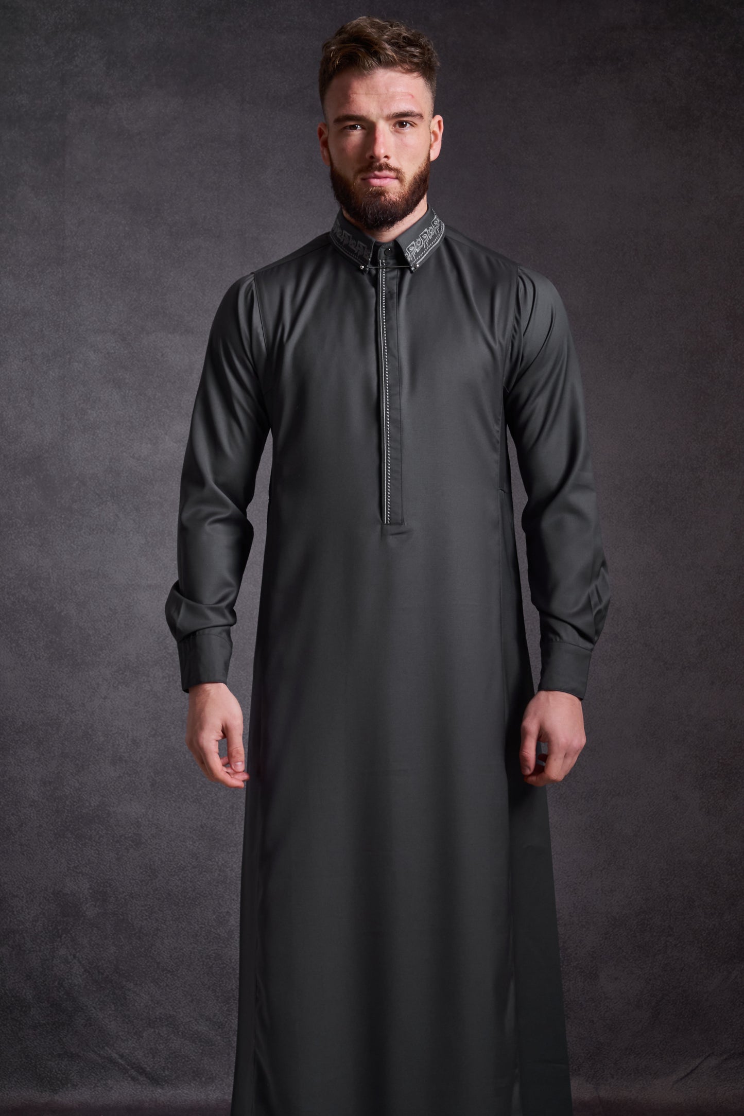 Garden Grey Thobe - Elegant Designer Muslim Wear from London