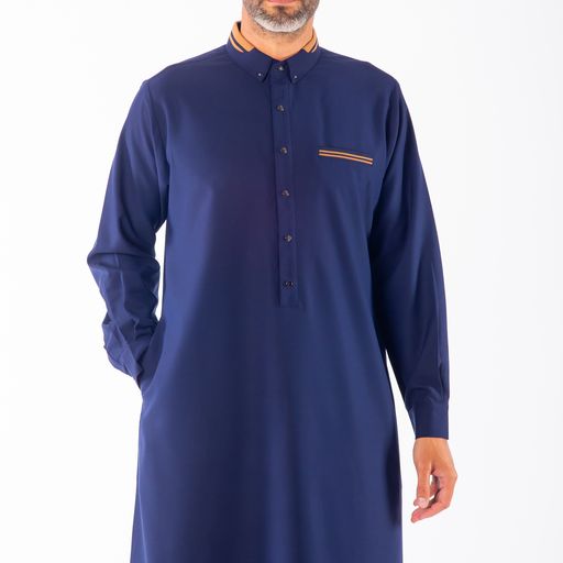 Polo Blue Thobe - Elegant Designer Muslim Wear from London
