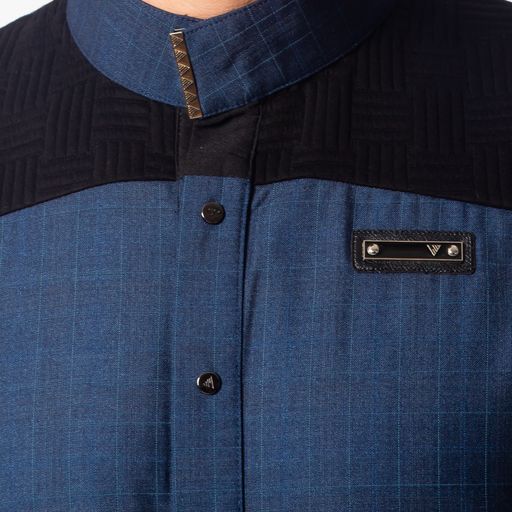 Quilted Blue Thobe - Elegant Designer Muslim Wear from London