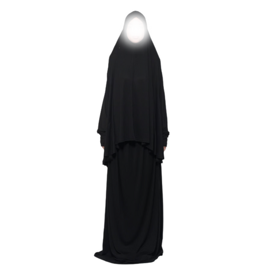Adults Black 2-Piece Jersey Material Prayer Garment (One Size Fits All)