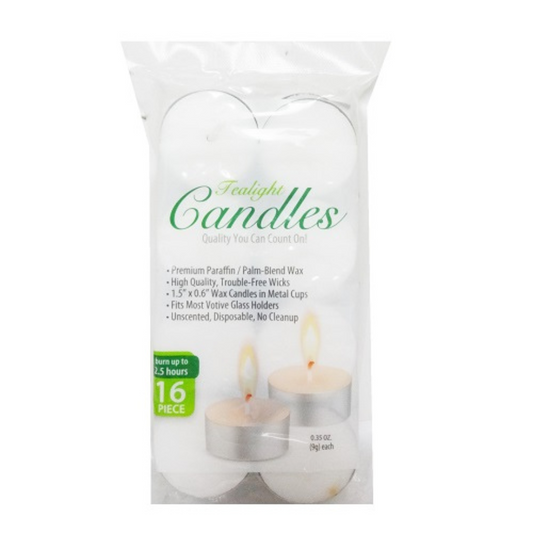 Tealight Candles – Unscented Palm-Blend Wax with 2.5 Hours Burn Time