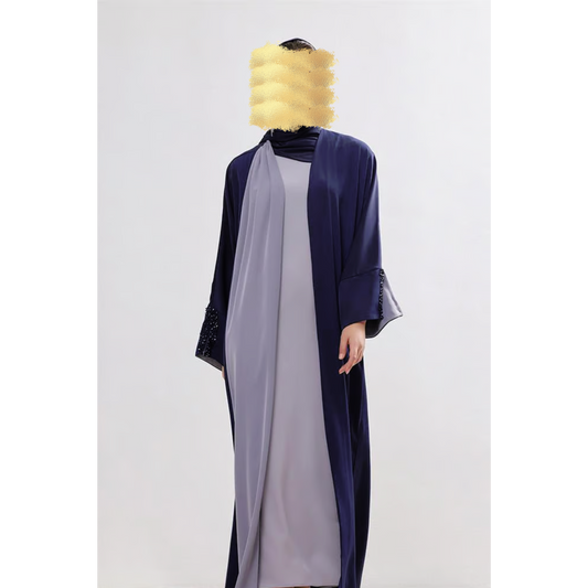 Grey and Navy Blue Abaya