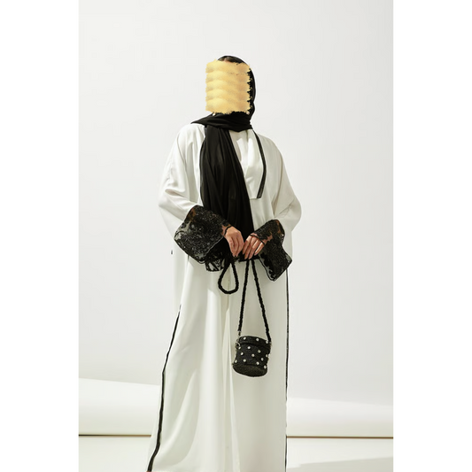 White Laced Sleeve Abaya