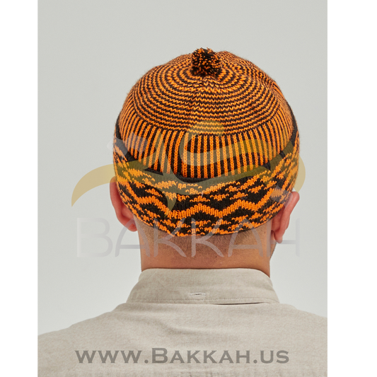 Black and Orange Pattern Winter Hat