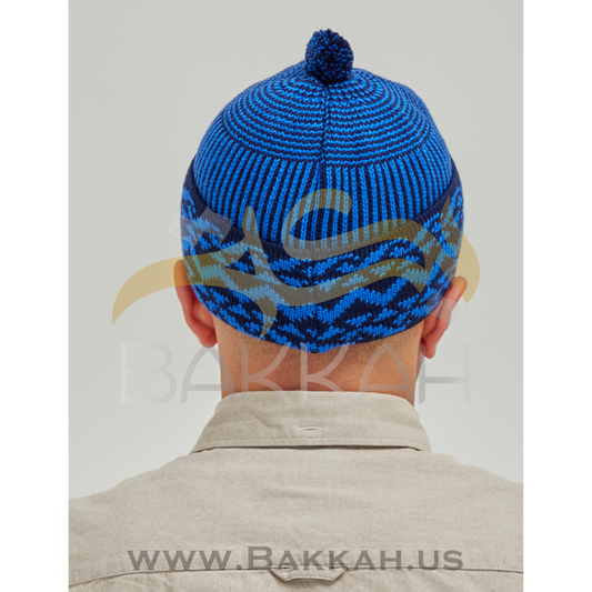 Black and Royal Blue Pattern Winter Hat