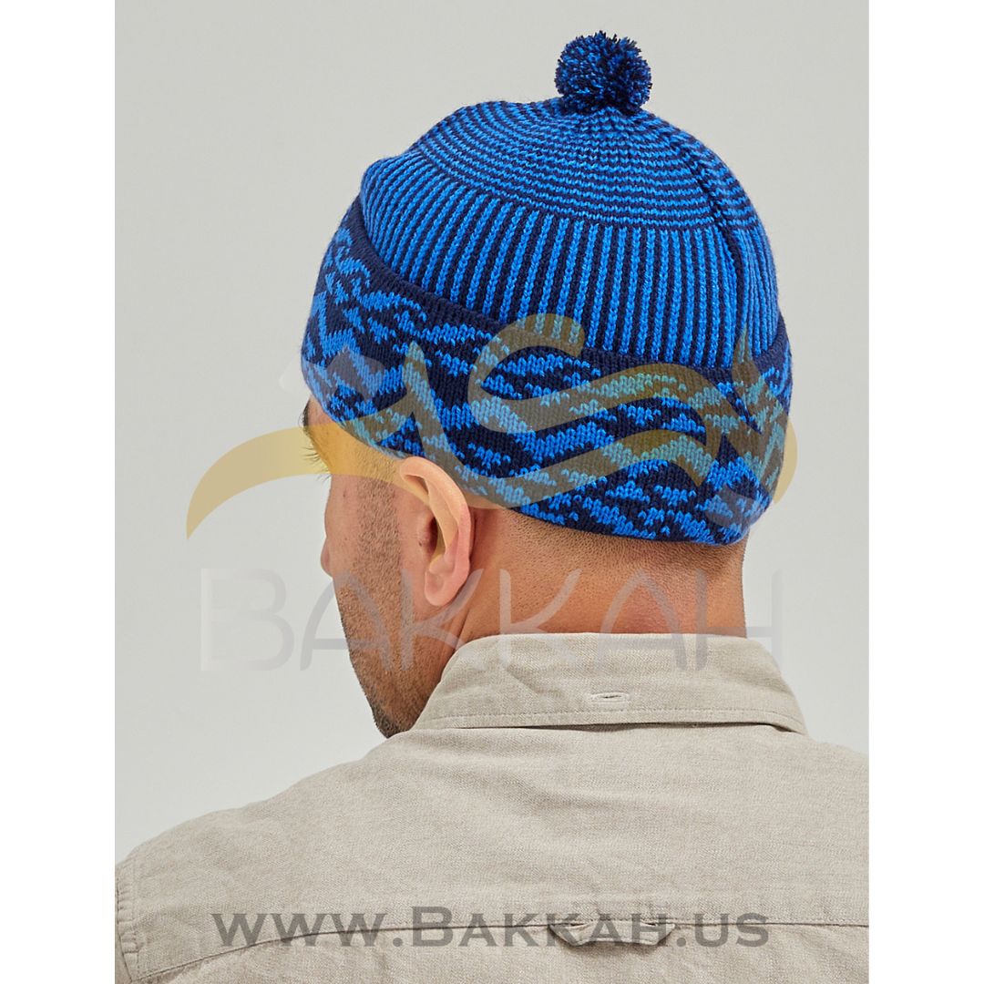 Black and Royal Blue Pattern Winter Hat