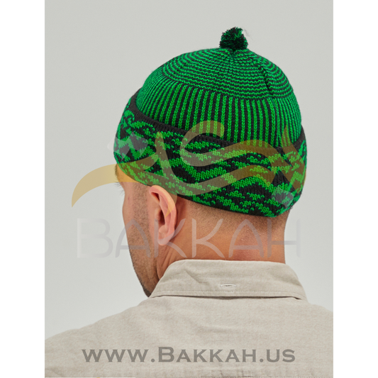 Green and Black Pattern Winter Hat