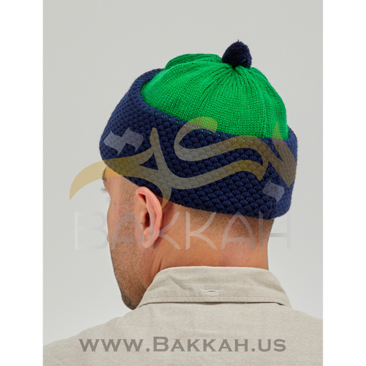 Navy and Green Winter Hat