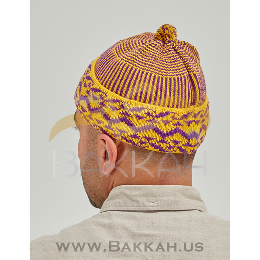 Purple and Yellow Pattern Winter Hat