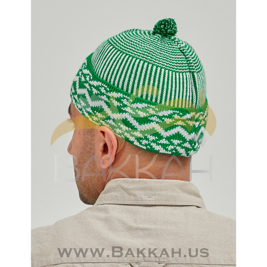 White and Green Pattern Winter Hat