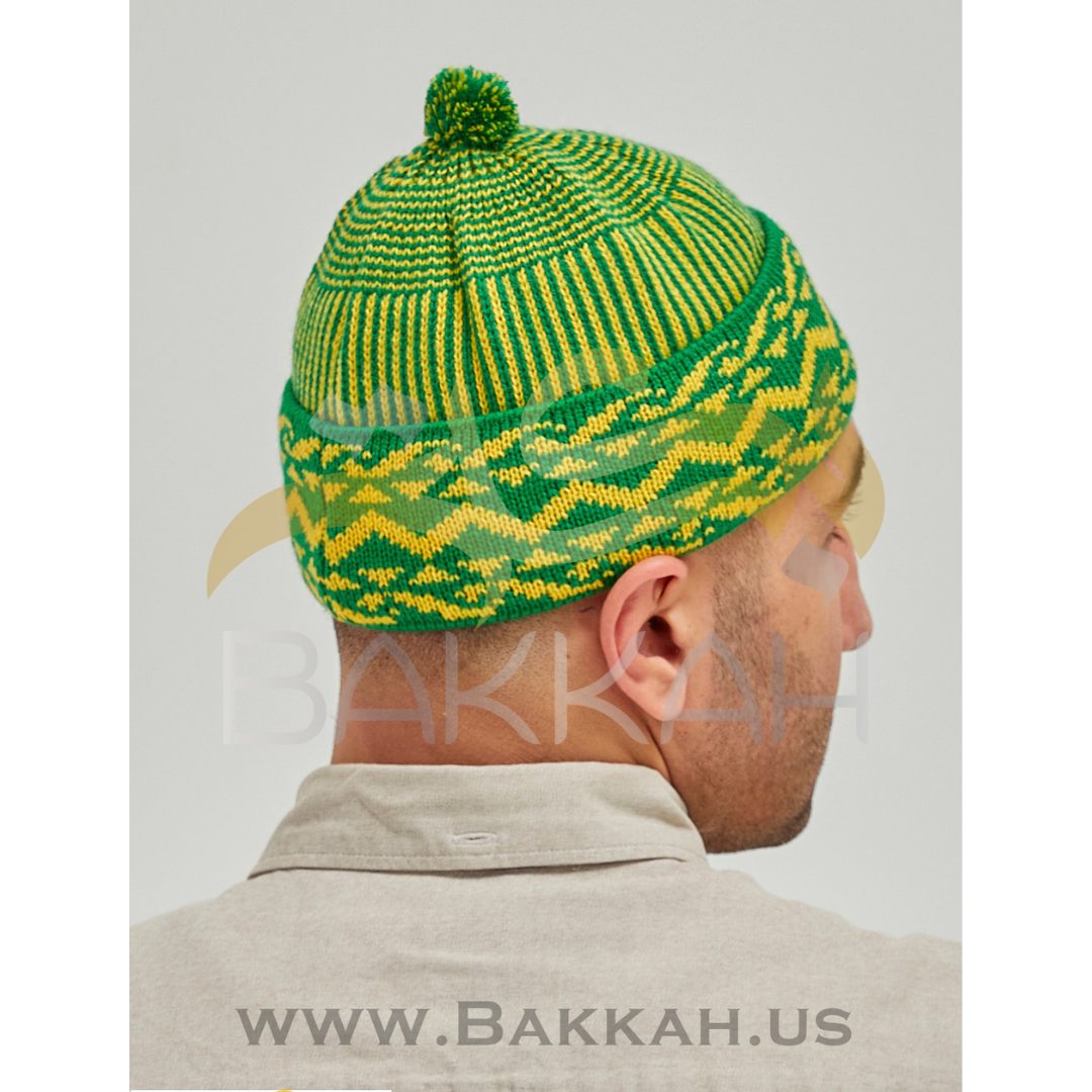 Yellow and Green Pattern Winter Hat