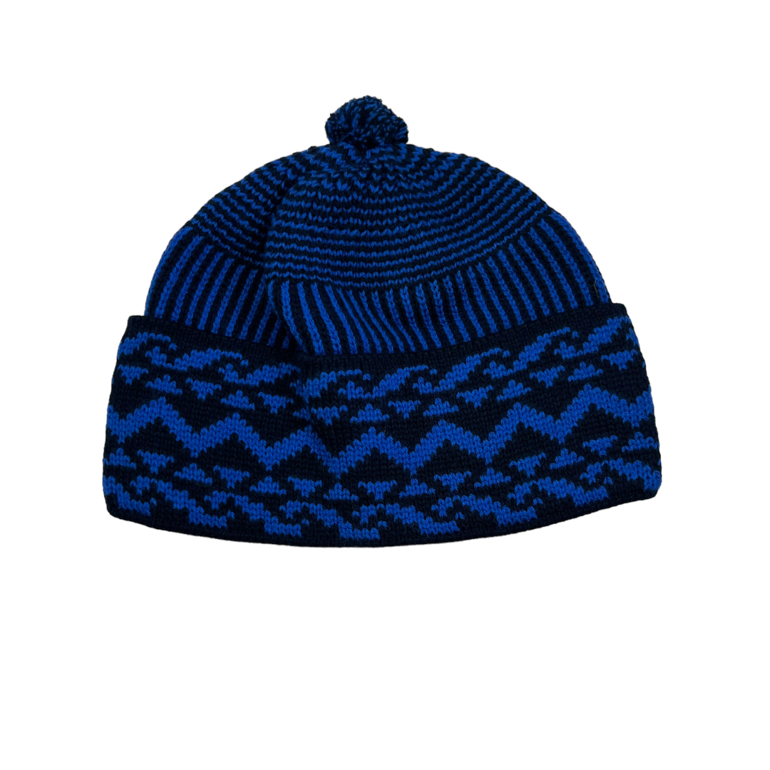 Black and Royal Blue Pattern Winter Hat