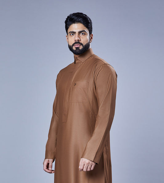 Brown Winter Thobe With Soft Fabric