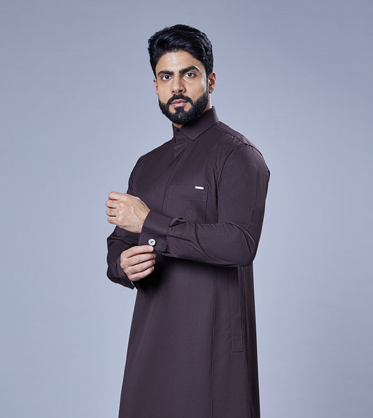 Formal Brown Thobe With Wool Fabric (Comes with Cufflinks)